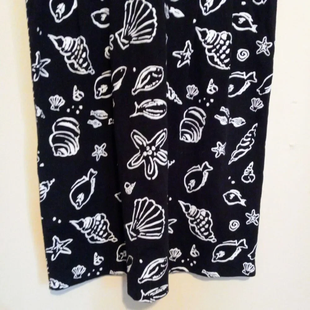 Girlfriends By Anita G Tank Dress-Medium-Fish Seashell AOP-Black-White